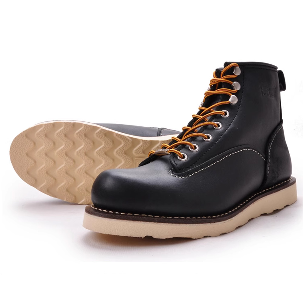Work Boot Steel Toe - รองเท้าบูทหนังแท้สำหรับผู้ชาย รองเท้าบูทมอเตอร์ไซค์ ป้องกันการลื่น ปลายเหล็ก รองเท้าบูทวิศวกร รองเท้าบูทหุ้มข้อกลาง