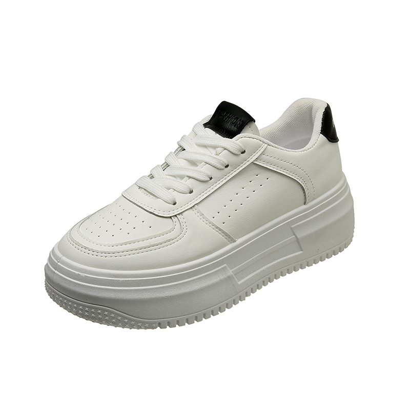 Casual Sneaker Low - แฟชั่นฤดูใบไม้ผลิ-ฤดูใบไม้ร่วง 2026 รองเท้าสีขาวระบายอากาศสำหรับผู้หญิง รองเท้ากีฬาแบบลำลอง พื้นหนา รองเท้าหนังแบบแพลตฟอร์มสำหรับสุภาพสตรี
