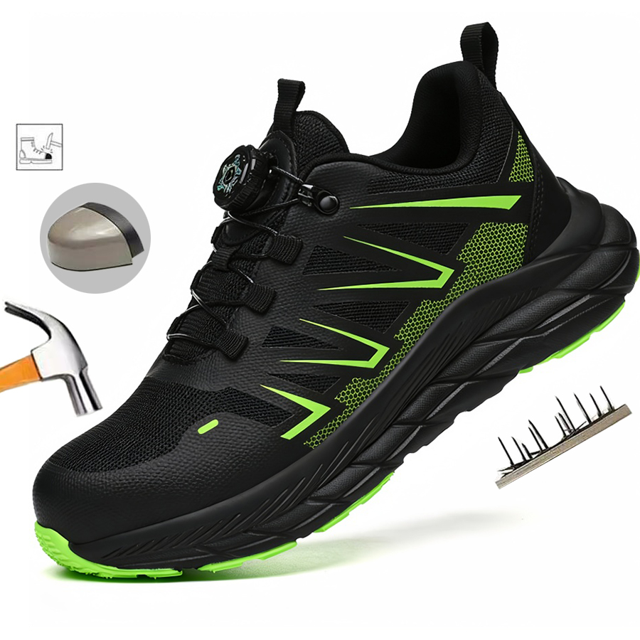 Work Boot Steel Toe - รองเท้านิรภัยอุตสาหกรรมสำหรับทุกฤดูกาลสำหรับผู้ชายและผู้หญิง รองเท้าผ้าใบหัวเหล็กพร้อมหัวเหล็กกันกระแทก ดีไซน์น้ำหนักเบา สวมใส่สบาย เหมาะสำหรับงานก่อสร้าง ทนทานต่อการสึกหรอ