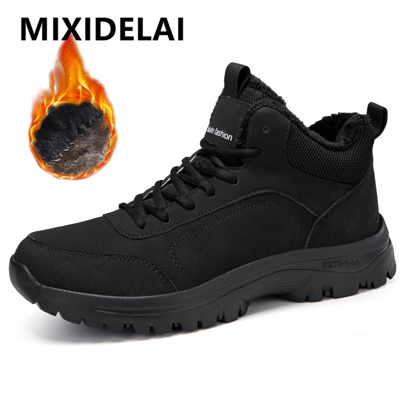 Men'S Shoes Qn - รองเท้าบูทผู้ชายสำหรับฤดูหนาว รองเท้าบูทหิมะบุขนนุ่มคุณภาพสูง รองเท้าผ้าใบกันลื่นสำหรับฤดูหนาว รองเท้าบูทข้อเท้าสำหรับเดินป่ากลางแจ้ง รองเท้าทำงาน