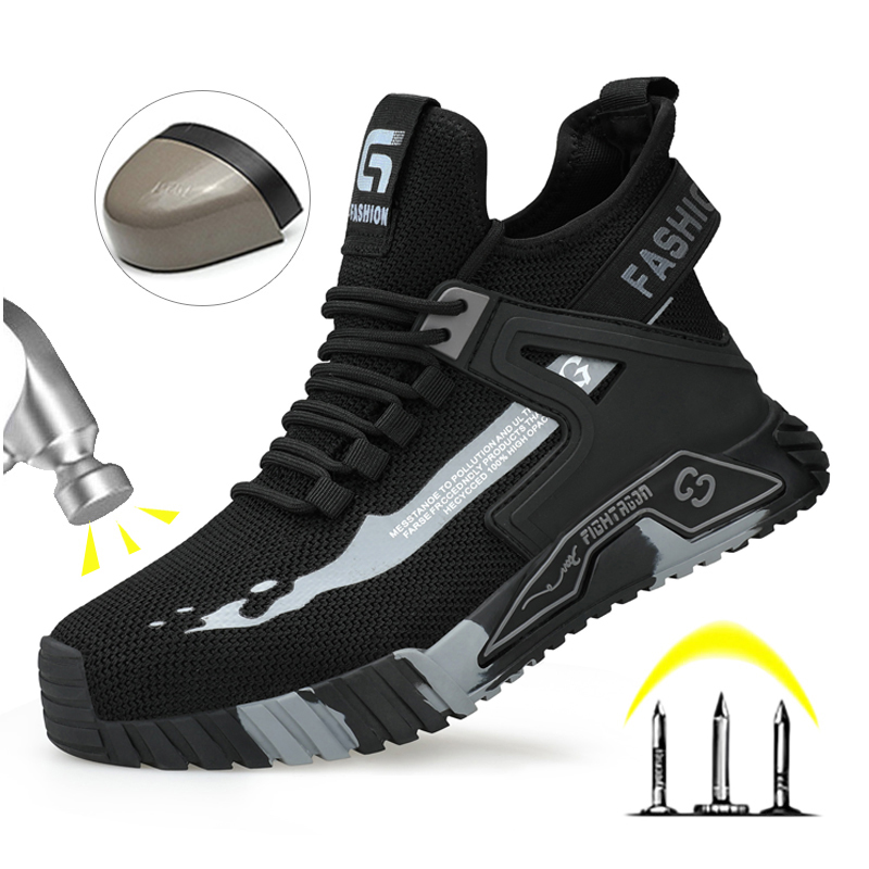 Work Boot Steel Toe - รองเท้าทำงานป้องกันการกระแทก รองเท้าบู๊ตสำหรับงานเหมืองที่ทนทาน รองเท้าเซฟตี้หัวเหล็ก รองเท้าบู๊ตทำงานพื้นยางสำหรับผู้ชาย