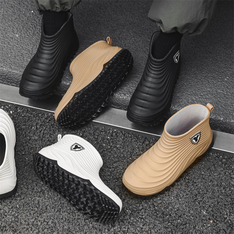 Men'S Shoes Water Resistant - รองเท้ากันฝนผู้ชาย แฟชั่น กันน้ำ กันลื่น รองเท้าบูทกันฝนแบบสั้นสำหรับฤดูหนาว รองเท้าตกปลา