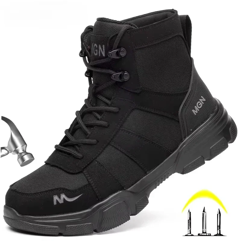 Work Boot Steel Toe - รองเท้าทํางานทําลายผู้ชายความปลอดภัยรองเท้า Steel Toe รองเท้า Anti-smashing รองเท้าทํางานป้องกันรองเท้าเจาะหลักฐานผู้ชายรองเท้า