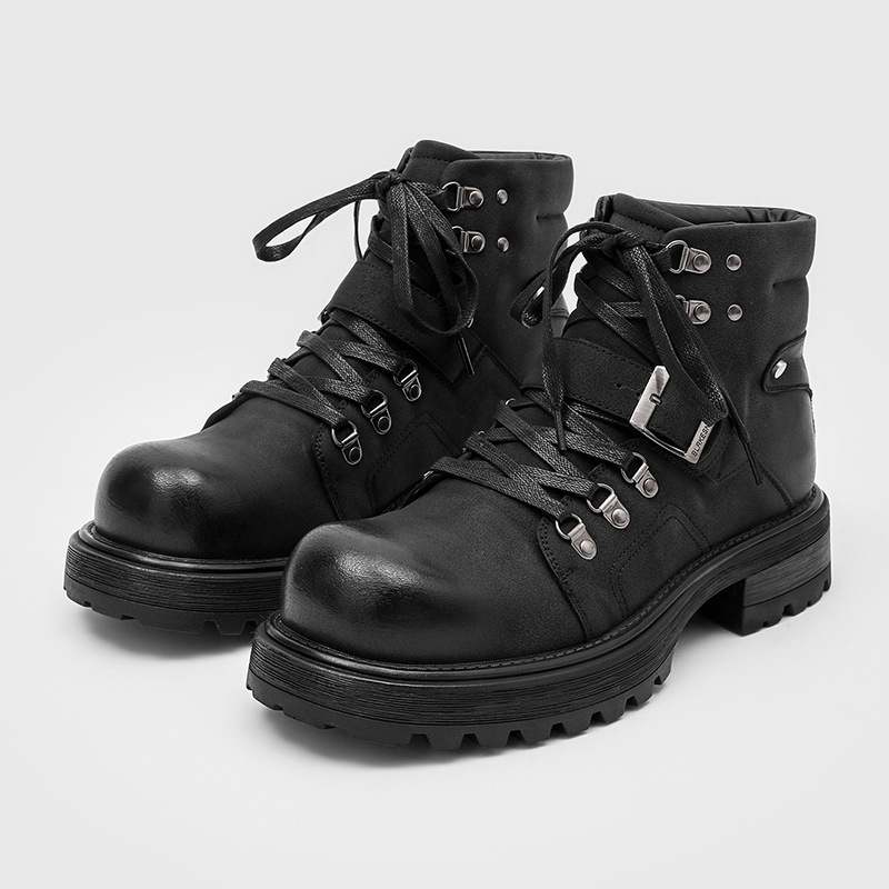 Men Shoes Branded - รองเท้าบูทหนังผู้ชาย แบรนด์เนม สไตล์มอเตอร์ไซค์ รองเท้าบูทหิมะ รองเท้าคาวบอย รองเท้าส้นเตารีด