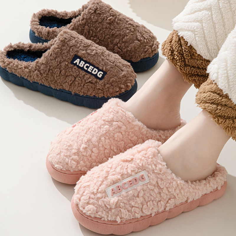 Men Shoes Ecco - รองเท้าแตะคู่รักกันลื่นสำหรับฤดูหนาว ใส่ในบ้าน สำหรับผู้ชายและผู้หญิง รองเท้าสลิปเปอร์อุ่นๆ รองเท้าลำลองใส่ในห้องนอน นุ่มสบาย