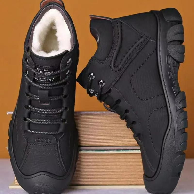 Men Shoes Ecco - รองเท้าบูทผู้ชายแบบผูกเชือก รองเท้าบูทข้อเท้า รองเท้าบูทผู้ชายบุขนกำมะหยี่สำหรับฤดูหนาวใหม่ รองเท้าลำลองทำงานกันลื่น รองเท้าบูทผ้าฝ้ายอุ่น รองเท้าบูทหิมะผู้ชายหุ้มข้อสูงสำหรับกิจกรรมกลางแจ้ง