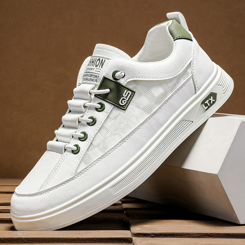 Men Shoes White Colour - รองเท้าผ้าใบผู้ชายสีขาว สไตล์ลำลอง รุ่นสปริง รองเท้าผ้าใบสีพื้น รองเท้าผู้ชาย พื้นรองเท้าทนทาน