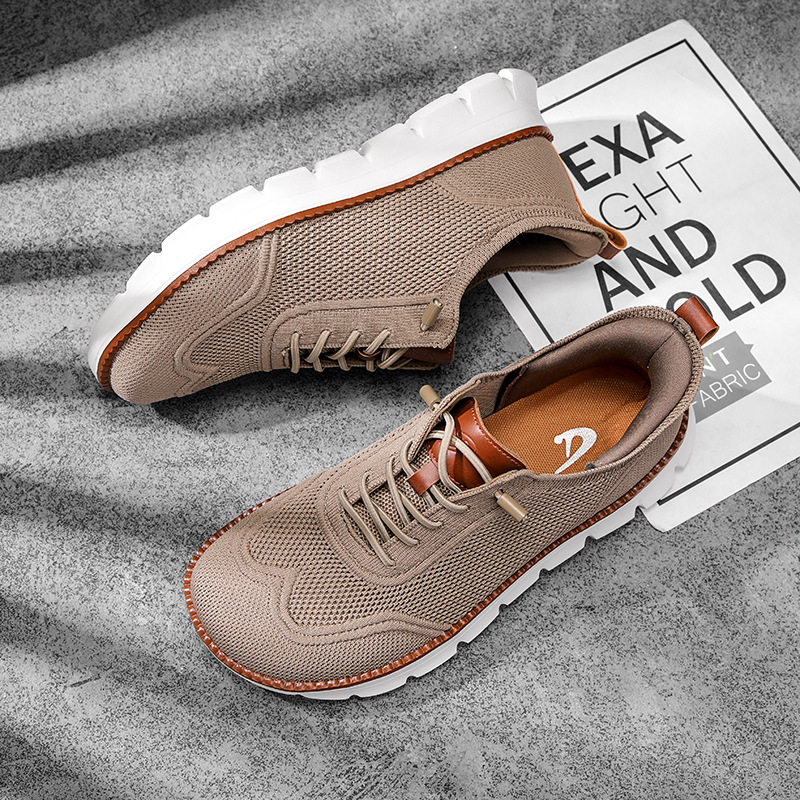 Men Shoes Ecco - รองเท้าผู้ชายทรงกว้าง สไตล์ลำลอง แบบตาข่าย ระบายอากาศดี ดีไซน์มินิมอล พื้นเรียบ