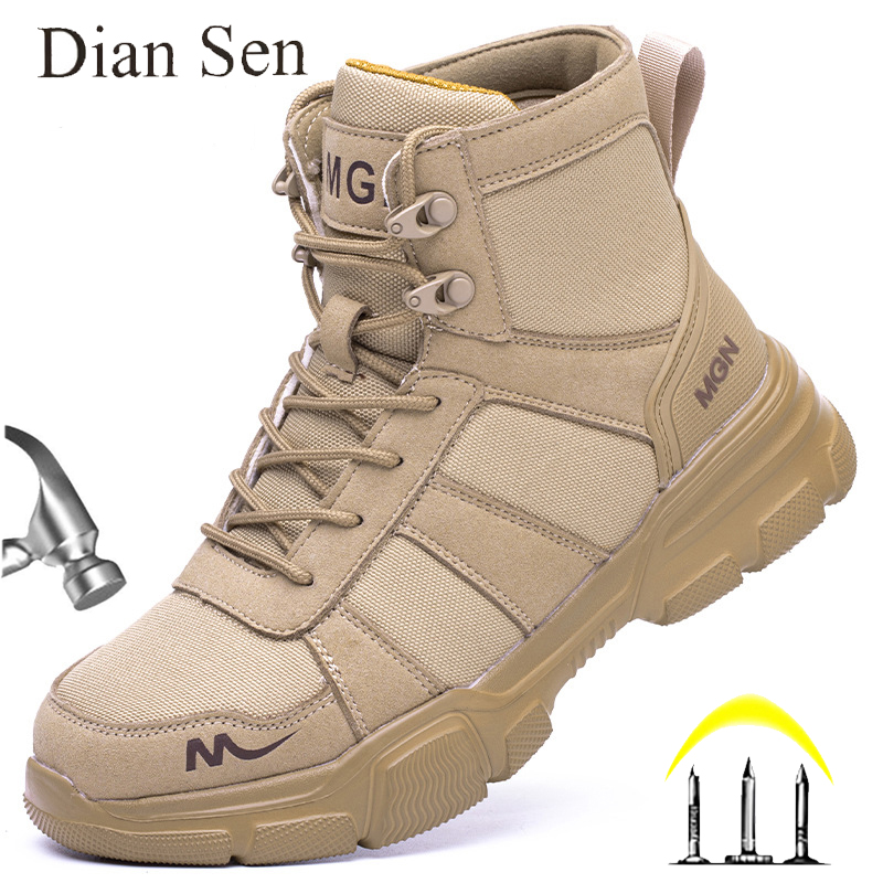 Work Boot Steel Toe - รองเท้าทํางานทําลายความปลอดภัยรองเท้าผู้ชายรองเท้าเหล็กเจาะรองเท้าผ้าใบผู้หญิงรองเท้าทํางานลื่นชายยุทธวิธีรองเท้า