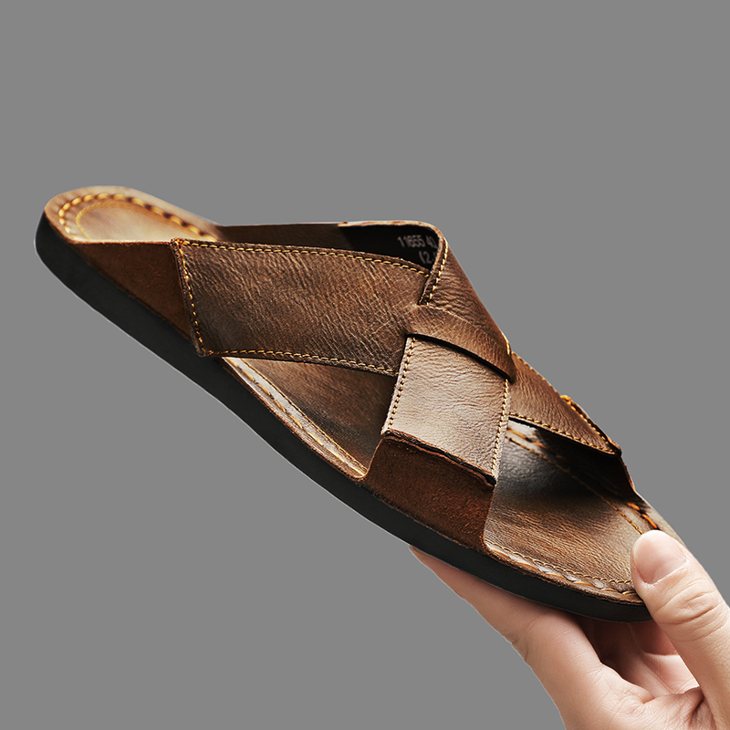 รองเท้าแตะหนังแท้แฟชั่นสำหรับผ - Men'S Shoes Qn บทวิจารณ์และราคา