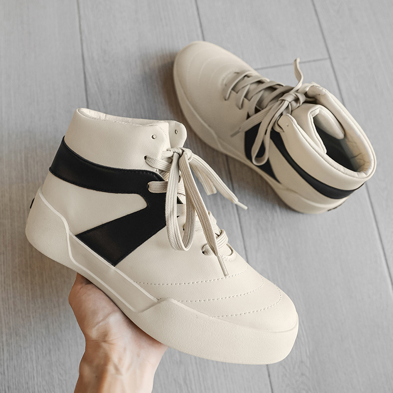 รองเท้าผ้าใบแฟชั่นสีขาวทรงหุ้ม - Men Shoes White Colour บทวิจารณ์และราคา