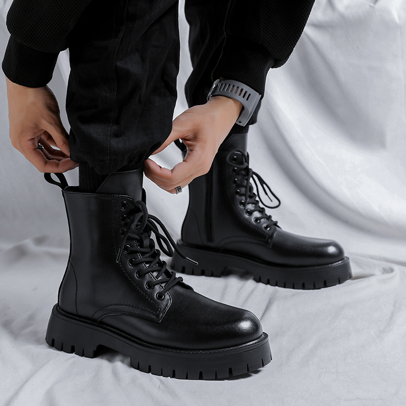 รองเท้าบูทหนังแท้แฟชั่นหรูสำหร - Men Shoes Branded บทวิจารณ์และราคา