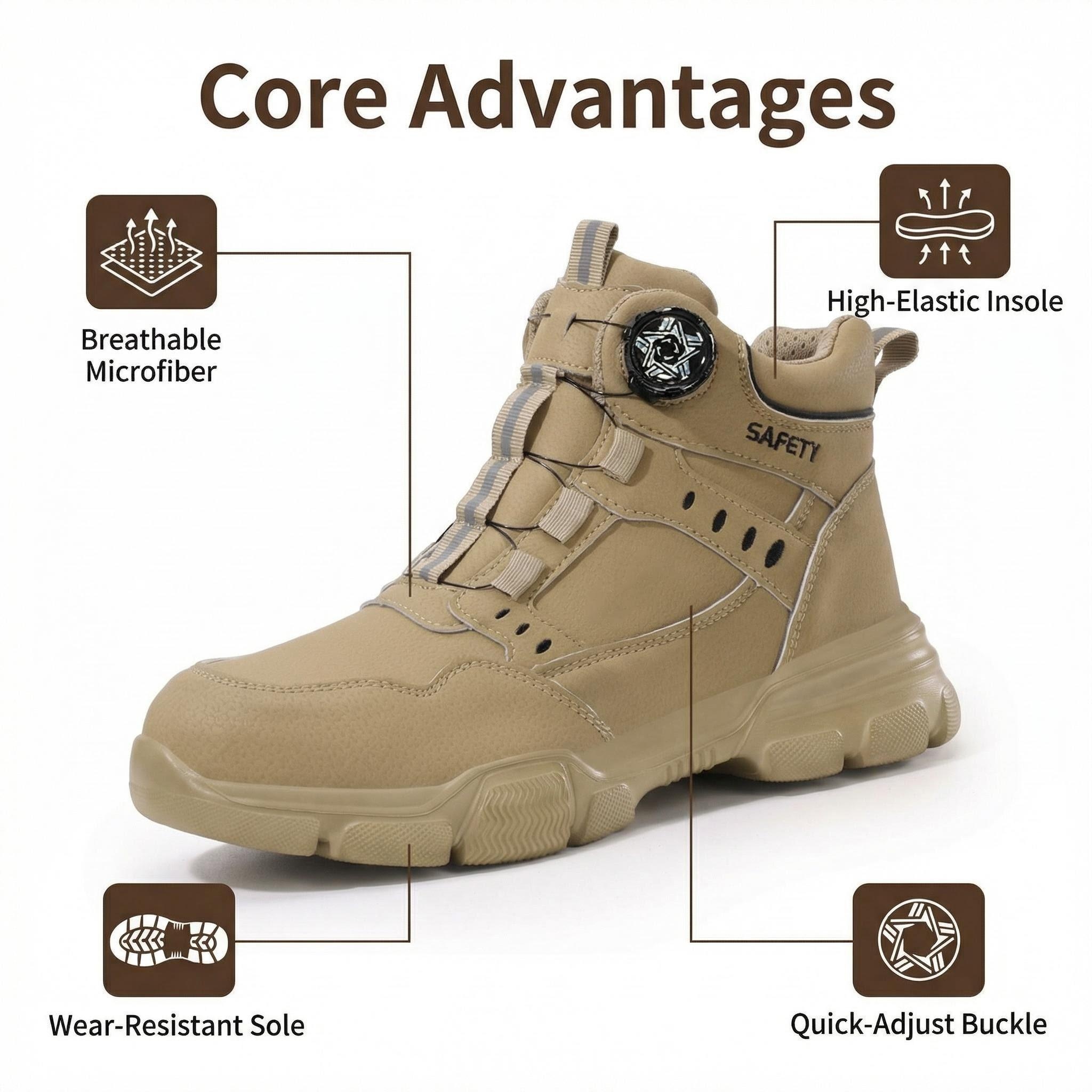 รองเท้าบูทนิรภัยหนังกันน้ำสำหร - Work Boot Steel Toe บทวิจารณ์และราคา